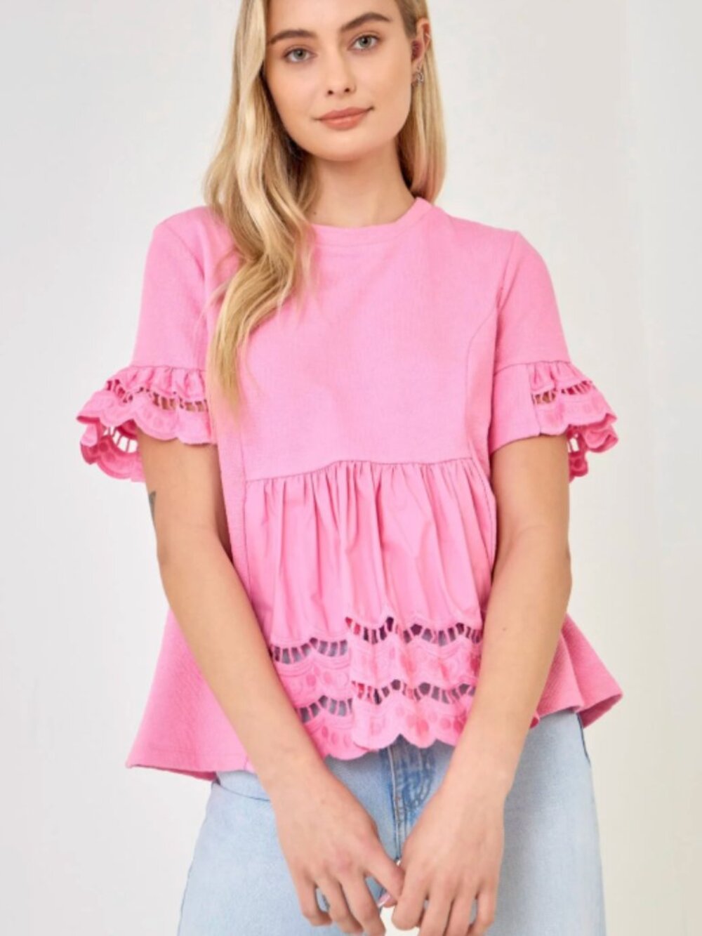 NWT English Factory Knit Eyelet Mixed T-Shirts Small